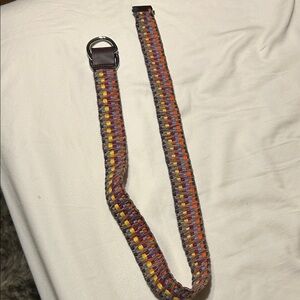 Colorful Woven Belt with Metal and leather Buckle